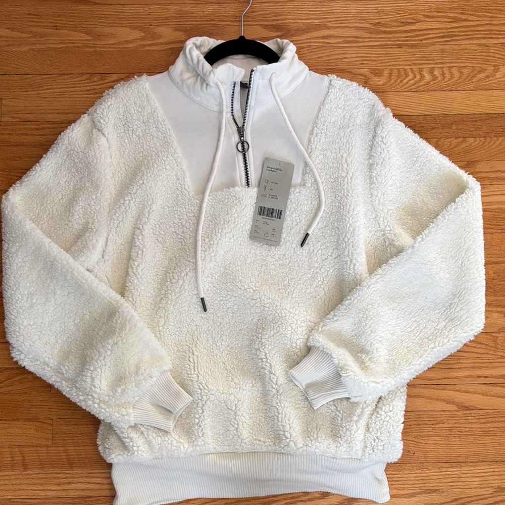 Sweaty Betty Sherpa Half-Zip Sweatshirt – Lily White – Size M (us 8)